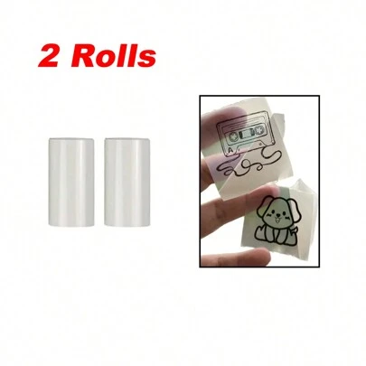 2 piezas Papel mini para impresora transparente, rollos de papel térmico autoadhesivo imprimible de 57 x 25 mm para impresora térmica de bolsillo, impresora de recibos térmica