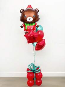 18pcs Christmas Theme Balloon Set, Snowman, Penguin, Bear Shaped Balloons, 18inch Star Balloons For Christmas Party Decor, Halloween, Halloween Decoration