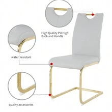 Sumdeal 63" Glass Dining Table With 4 Modern Chairs,Sumdeal 63" Glass Dining Table With 6 Modern Chairs, Golden/Silver - Bàn và 6 ghế màu xám chân vàng - Xem 6