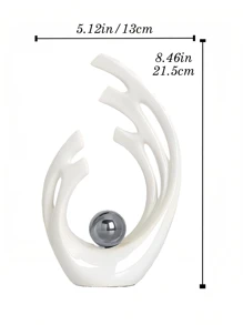 Elementos de decoración del hogar blancos con plata, decoración moderna de mediados de siglo para mesas, estatuas y esculturas de formas cerámicas de arte abstracto como centros de mesa decorativos, decoración de repisas con resina, perfectos para regalos del Día de la Madre y decoración de bodas (plata)