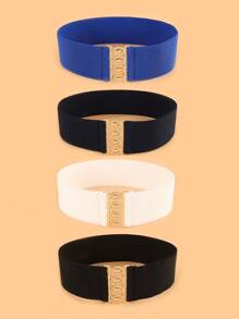 1pc Women Elegant Multi-Function Gold Metal Buckle Elastic Waist Belt, Suitable For Coat, Dress & Other Outfits Summer, School Fall, Autumn, Halloween