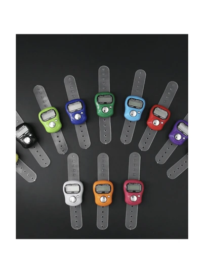 5个/套 可复位5位液晶电子计数器，适用于运动训练的迷你紧凑型计数器，LED计数器，指环计数器，按钮计数器（颜色混装）