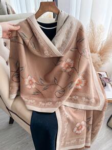 1pc New Simple Floral Pattern Jacquard Faux Cashmere Warm Scarf For Women, Fashion Autumn Winter Shawl Suitable For Decoration Accessories Women - Multicolor - View 8