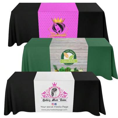 1pc Custom Table Runner Full Color With Your Logo Or Design For Vendor Fairs, Craft Show, Personalized, Ideal Gifts For Him, Ideal Gifts For Her, Dining Room, Living Room, Home, Trade Show Booth Decor, Statement Piece