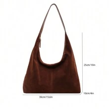 复古绒面革手提包，大容量购物袋，时尚 PU 皮革单肩包，适合日常使用和工作，时尚绒面革钱包