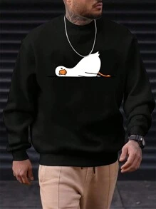 Plus Size Men's Autumn Winter Casual  Graphic Printed Crew Neck Sweatshirt