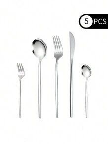 5/20/30 Pieces Set Stainless Steel Portuguese Style Knife Fork Spoon Cutlery Set Suitable For Home, Hotel, Wedding, Festival Gifts, Kitchen, Christmas Gift - 銀色 - 查看 9