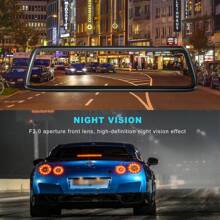 XGODY 10" Rearview Mirror Dash Cam 1080P Touch Car DVR Front And Rear Dual Lens G-Sensor Loop Recording Night Vision Waterproof - Black - View 3