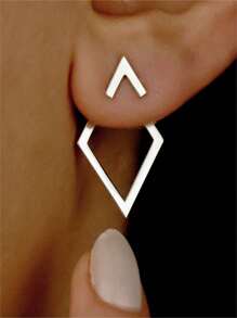 1 para damskich srebrnych kolczyków z geometrycznym rombem, styl europejski i amerykański - kolczyki w romby - Zobacz 13