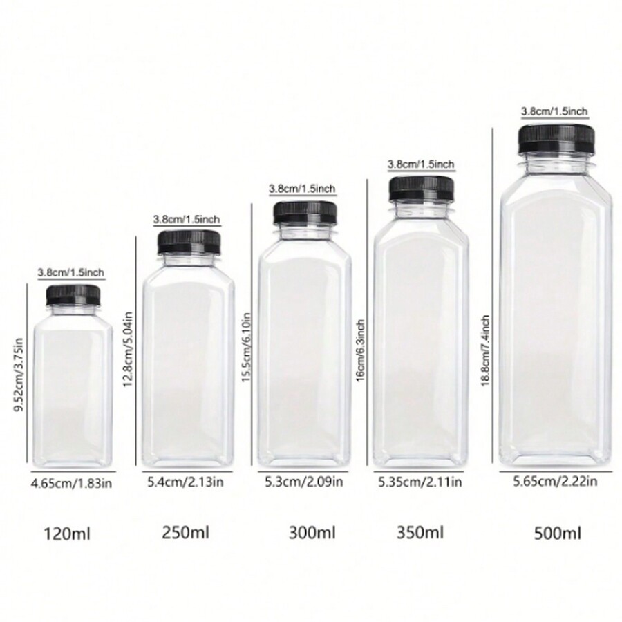 5 Pcs, Clear Minimalist Juice Dispenser Bottles, Leakproof Clear