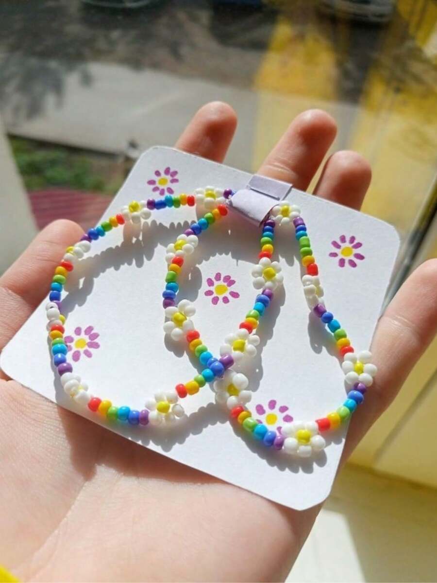 Pulseira de Miçangas Margarida Colorida - 1 unidade