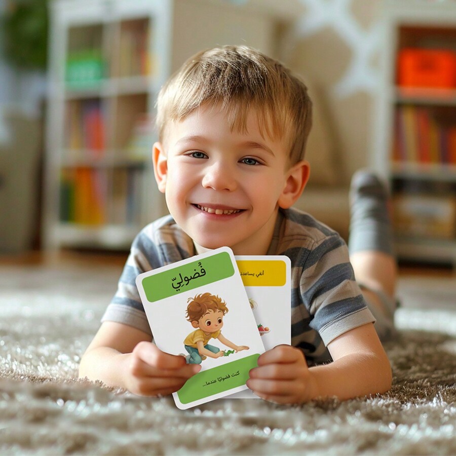 Set of 54 pcs pre school arabic language learning flash cards for ages