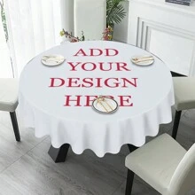 1pc Custom Tablecloth, Personalized Design Photo Customized Polyester Spill Proof Washable Table Cover 60in Round For Buffet Table, Parties, Holiday Dinner Picnic, Camping, Table Decor - Multicolor - View 1