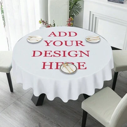 1pc Custom Tablecloth, Personalized Design Photo Customized Polyester Spill Proof Washable Table Cover 60in Round For Buffet Table, Parties, Holiday Dinner Picnic, Camping, Table Decor