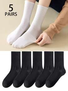 20/15/10/5/3/1 Pairs Thick Moisture-Wicking Long Socks, Including White Socks, Black Socks, Thigh-High Socks, Long Socks, Women's Socks, Knee-High Socks, Soft Women's Socks, Regular Women's Long Socks, And Daily Mid-Calf Socks