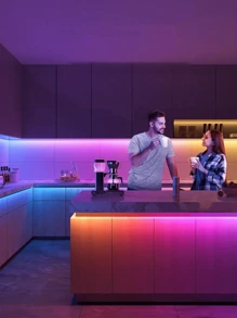 1pc 1m/5m/10m//15m/20m RGB 5050 LED Strip Light, Dimmable Color Changing Rope Lights With Switch Control For Home Decoration, Party, Kitchen, TV Backlighting