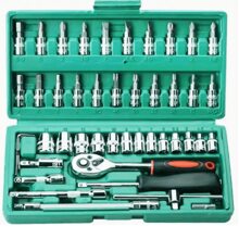 46pcs Upgraded Industrial Portable Socket Wrench Set, Multi-Function Ratchet Torque Wrench And Screwdriver With Tool Storage Box, Suitable For High-End Professional Tool Kit, Such As Car, Bicycle And Motorcycle Repair, Industrial Maintenance, Mechanical Repair, Etc. - Multicolor - View 8