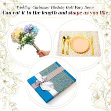 1pc Gold Organza Table Runner, 11"X108", Shimmery Metallic Organza Table Scarf Suitable For Wedding Bridal Shower, Christmas Dinner Table Decor, Birthday Party Home Decorations (Multiple Colors Available) - Straight Line Mesh - View 1