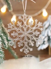 3pcs Christmas Snowflake Acrylic Hanging Ornaments - Transparent Acrylic Ice Cream Hanging Decorations For Festive Scene, Home, Corridors, Offices, Yard, And Party Decor - Perfect For Winter Wonderland And Holiday Season Ambiance, Acrylic Hanging Ornaments Home Decor Christmas Decorations Room Decor Christmas Decorations Home Christmas Gifts Christmas Decor - Multicolor - View 4