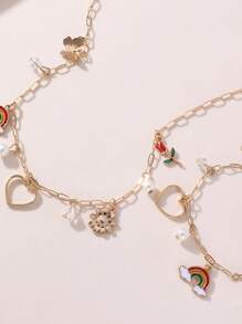 2 件套女孩花朵、心形和蝴蝶项链和手链套装