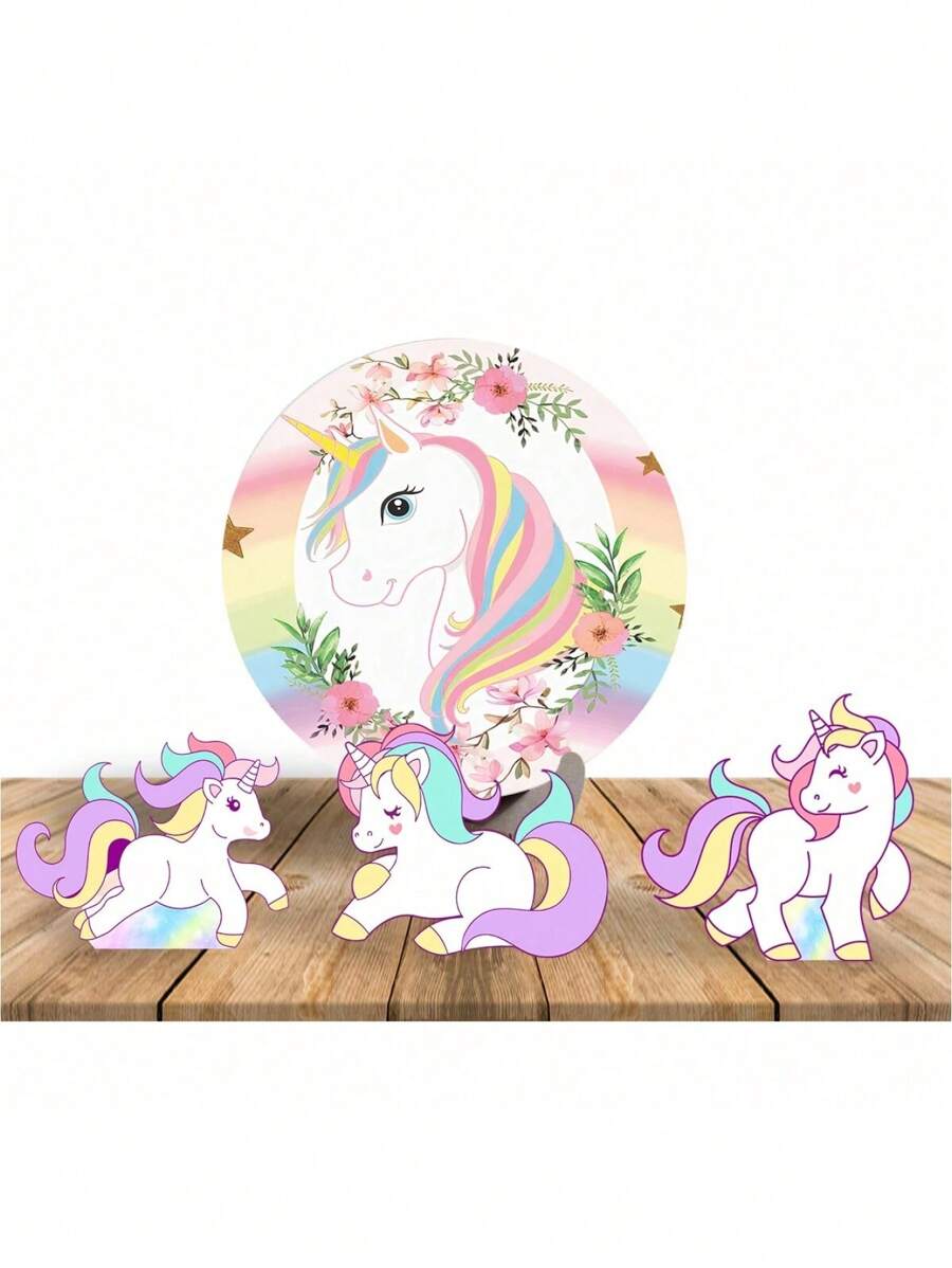 Round Party Panel 50cm With MDF Support + 03 MDF Display Totems 25cm Unicorns - PD050-UNI001 - 查看 1