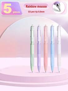 15支/5支 ST 速干黑色中性笔 0.5mm，高品质大容量按钮式考试书写笔，适用于办公室，墨水顺滑，适合返校