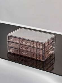 1pc Transparent 3-Layer 72-Grid Jewelry Storage Box For Women's Daily Earrings, Rings, Necklaces, Bracelets. Drawer Style 3-Layer 72-Grid Detachable Large Capacity Nail Drill & Nail Decoration Organizer