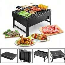 Mini Portable Charcoal Barbecue Grill With Removable Handle Barbecue Grill Beach Travel Camping Apartment Compact Small Stainless Steel - Barbacoa Pequeña (924) - Ver 3