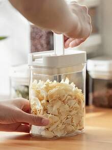 1pc Kitchen Latch Seal Storage Jar, Dust-Proof Moisture-Proof Airtight Canister For Grains, PET+PP Material, Space Saving, Transparent Storage Container - Clear - View 8