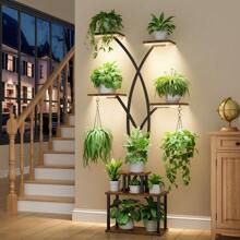 BACEKOLL 66" Tall Plant Stand Indoor With Grow Light - 7 Tiered Metal Plant Shelf Indoor, Plant Stands For Indoor Plants Multiple, Tree Shaped Flower Stand Holder, Corner Plant Rack For Living Room, Patio