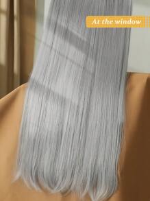 24-Inch 12pcs Grey Clip-In Hair Extensions, Straight Synthetic Hair Extensions, Suitable For Women And Girls Daily Use - Grey - View 6