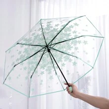 1pc Transparent Foldable Sakura Flower Umbrella, Cute And Fresh Mori Style Mini Umbrella - View 11