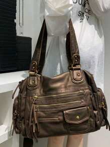 复古女士手提包 大容量 复古 单肩包 多口袋 手提包