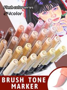 Bút lông mềm, Bút đánh dấu tông màu da 12/24 màu, Bút đánh dấu Acrylic đầu mềm bằng nylon, Bút chống thấm nước Ngòi bút lông mềm Màu da, Dùng để vẽ hình Thủy tinh Đá Kim loại Thủy tinh Gỗ - Nhiều màu - Xem 4