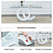 Sumdeal 63" Glass Dining Table With 4 Modern Chairs,Sumdeal 63" Glass Dining Table With 6 Modern Chairs, Golden/Silver - 白桌4黑椅銀腳 - 查看 4