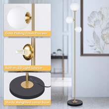 Floor Lamp Gold For Bedroom - 3 Color Options Moderm Floor Lamps For Living Room, Mid Century Standing Lamp Home Decor For Bedrooms Office(Gold-Black, LED Bulbs Included) - 查看 5