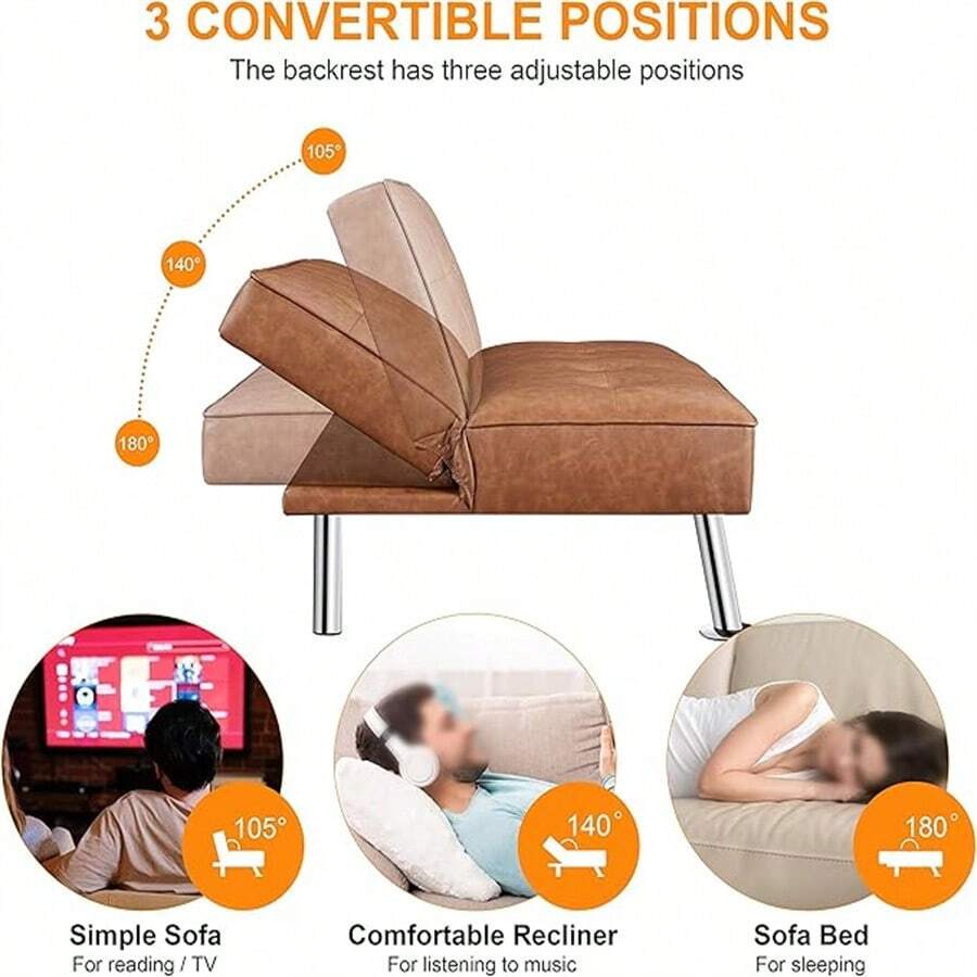 Convertible Sofa Couch Futon Bed Faux Leather Sofa Bed Sleeper