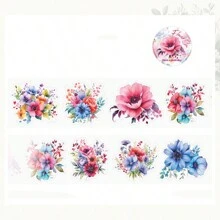 2m/Roll PET Tape Plant And Flower Scrapbook Sticker Set Retro Rose, Sunflower, Hydrangea Butterfly Transparent Waterproof Sticker Set Suitable For Scrapbook Supplies Aesthetic Diary Craftsmanship, Can Also Be Used For DIY Birthday Gifts, Diary Notebook Decoration, Party Gift Decoration, Etc - Multicolor - View 16