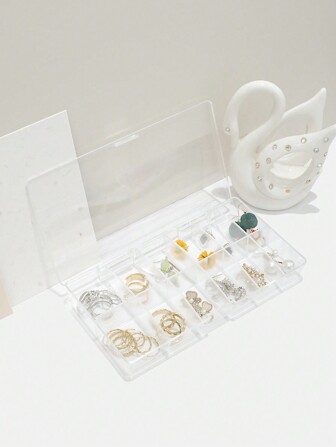 12-Slot Jewelry Box, Multi-Compartment Accessory Storage Box, Multifunctional Box For Nails/Rings/Earrings ,Jewellery Box,Pouch,Makeup Brush Holder,Brush Holder,Perfume Organiser,Pouch Bag,Gifts For Women,Christmas Gifts,Gift Ideas For Women