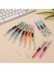 5 支/10 支装超细财务中性笔黑色蓝色红色墨水替换笔杆中性笔适用于学校办公室考试用品文具返校 - 彩色 - 查看 3