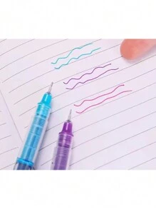 5 支/10 支装超细财务中性笔黑色蓝色红色墨水替换笔杆中性笔适用于学校办公室考试用品文具返校 - 彩色 - 查看 4