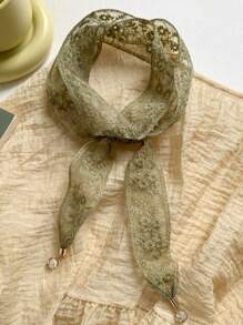 1PC Daisy Hollow Lace Ribbon Hairband Pendant Headscarf & Neck Scarf For Daily Wear Bandana,Hair Band,Head Band Ideal For Dressing Up Your Look - A - View 14