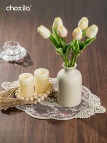 choxila 1pc Floral Embroidered Place Mat, Coffee Mat, Coasters, Coffee Pad, Home Decor Vintage Table Placemat, Mesh Placemat Table Decorative Mat With Semi-Transparent Printed Pattern Cabinet Decoration Tool Vase Mat Retro Style Mat Back To School