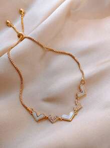 1 peça Pulseira Elástica de Strass de Cobre Minimalista, Adequada para Uso Diário e à Noite por Mulheres