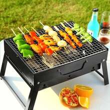 Mini Portable Charcoal Barbecue Grill With Removable Handle Barbecue Grill Beach Travel Camping Apartment Compact Small Stainless Steel - Barbacoa Pequeña (924) - Ver 5