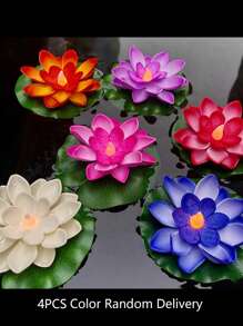 6pcs LED Floating Waterproof Lotus Flower Lights, LED Waterproof Lotus Flower Night Lights, Waterproof Lotus Lights For Swimming Pool Decor, Suitable For Wishing, River Or Swimming Pool Decoration, Christmas Garden Water Pool Fountain Decor Lights - Random Color - View 19