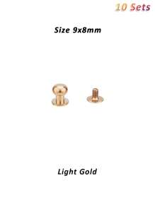 10 Sets Copper 5/6/8mm Round Head Button Screws Stud Rivets, Leather Rivets Craft Belt For DIY Craft Leather Craft Repairs Decoration (Light Gold/Silver/Gun Black) - Gold - View 10