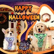 1pc Premium Quality Pet Harness With Christmas, Halloween Pumpkin, Bat Pattern Decoration, Suitable For Small, Medium, Large Cats & Dogs