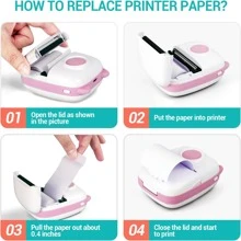 便携式迷你打印机、带 6 卷彩色胶粘纸的袖珍无线热敏打印机、迷你无墨袖珍打印机、用于图片、收据标签、便笺、二维码打印的无线智能打印机 - 均碼 - 查看 6