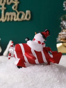 1 件圣诞老人、雪人和飞机形状树脂装饰雕像，适用于圣诞节家居、派对和桌面展示 - 彩色 - 查看 6